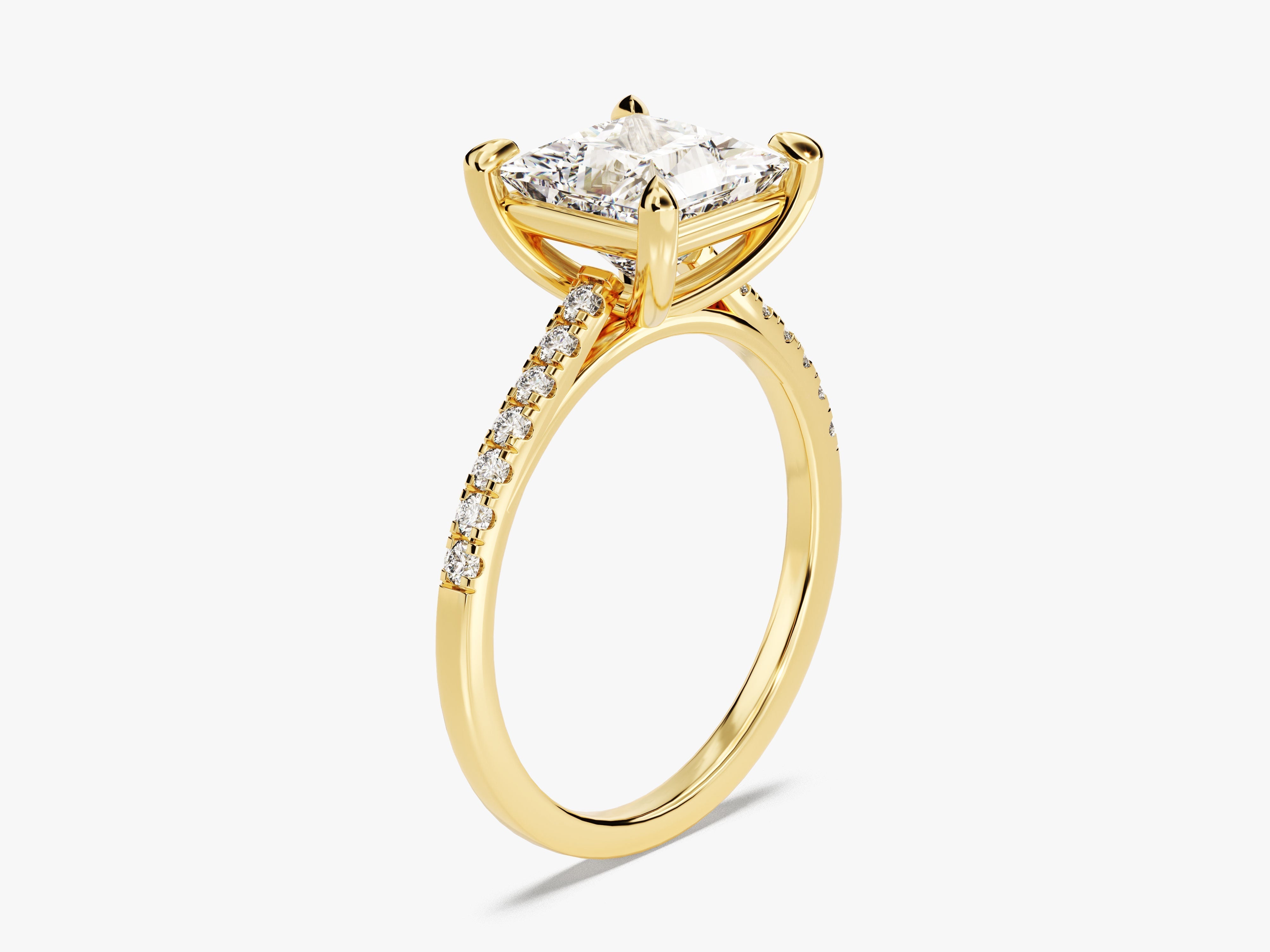 Labordiamant Verlobungsring im Prinzessschliff mit Pave-Seitensteinen (2.00 CT)