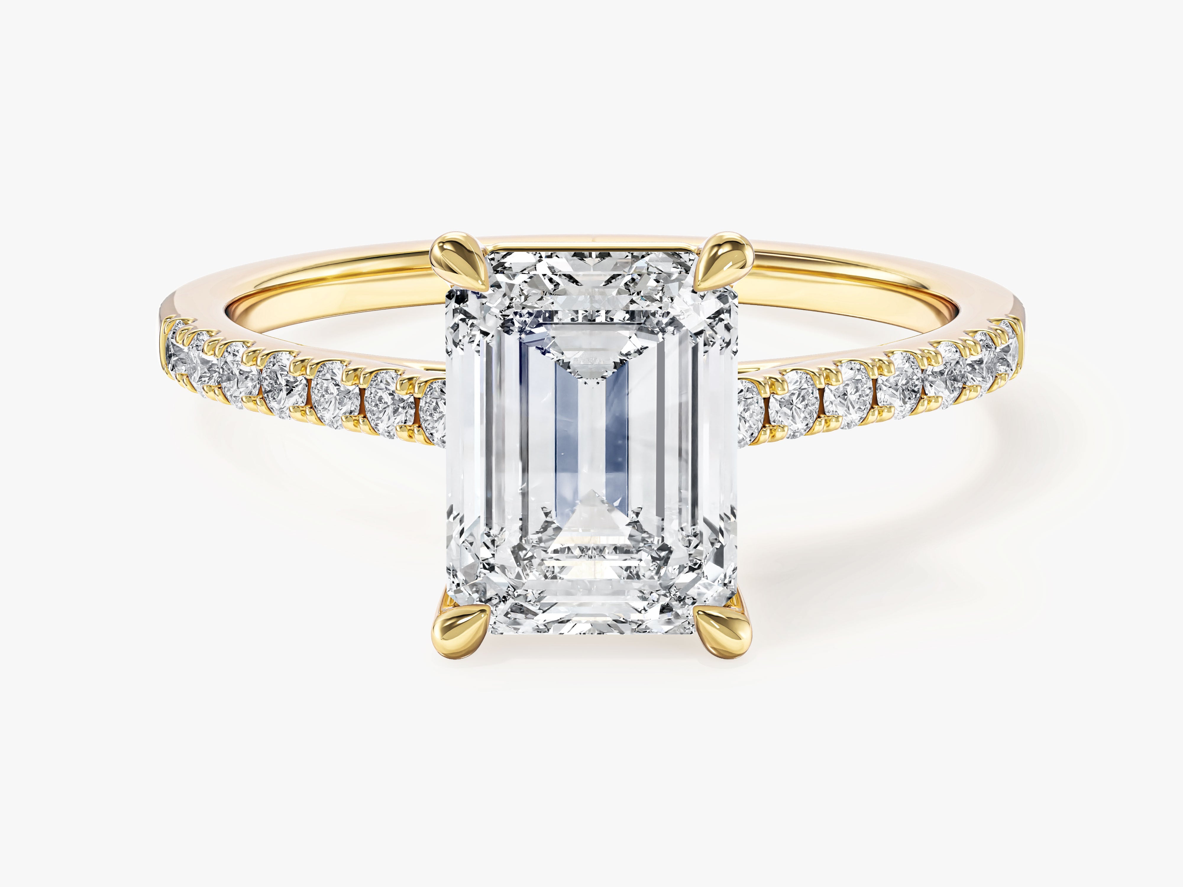 Labordiamant Verlobungsring im Smaragdschliff mit Pave-Seitensteinen (2.00 CT)