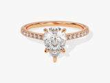 Moissanit Verlobungsring im Tropfenschliff mit Pave-Seitensteinen (1.50 CT)