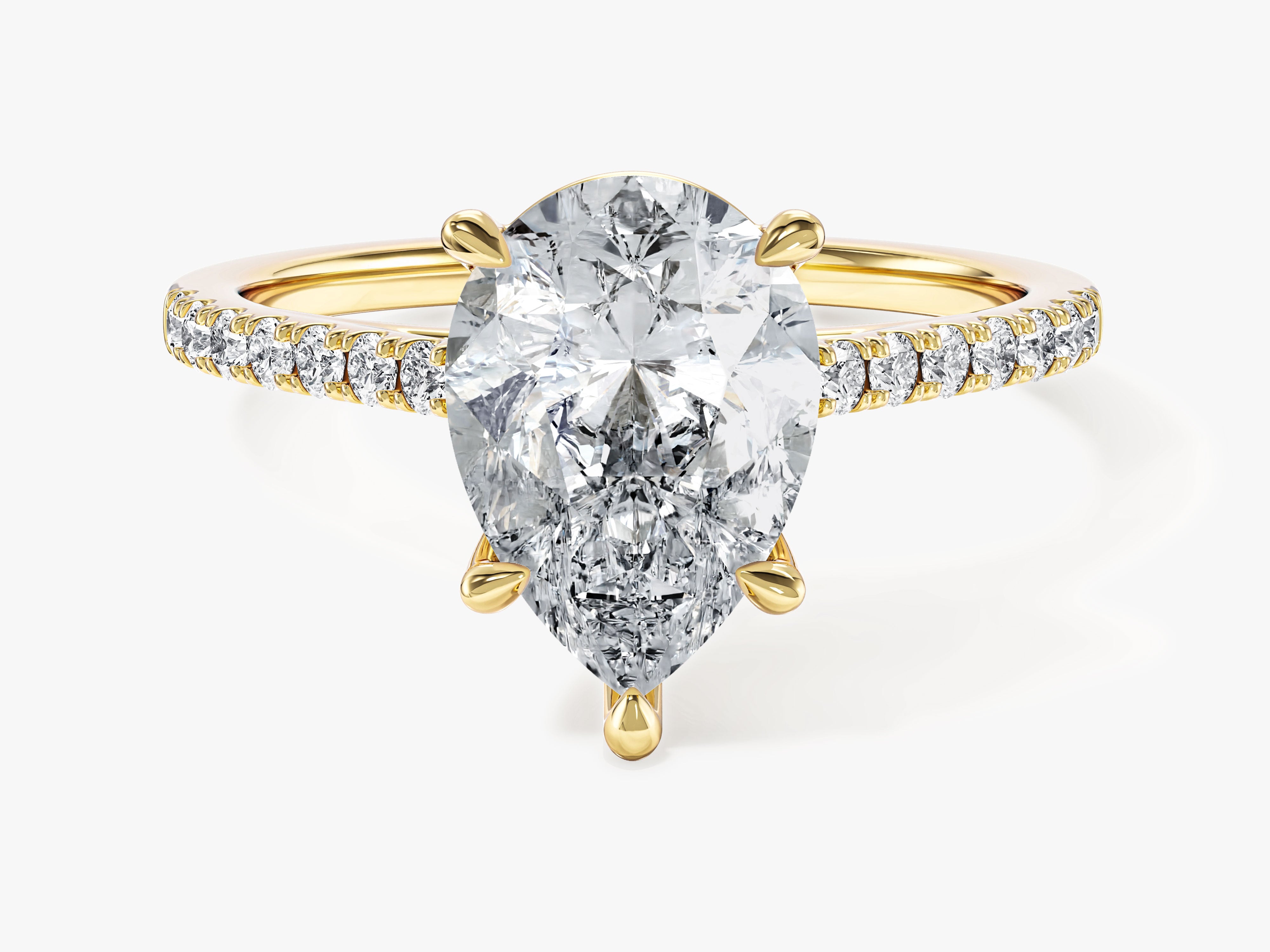 Moissanit Verlobungsring im Tropfenschliff mit Pave-Seitensteinen (2,00 CT)