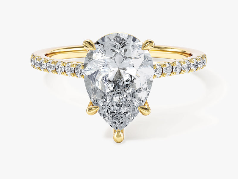 Moissanit Verlobungsring im Tropfenschliff mit Pave-Seitensteinen (2,00 CT)