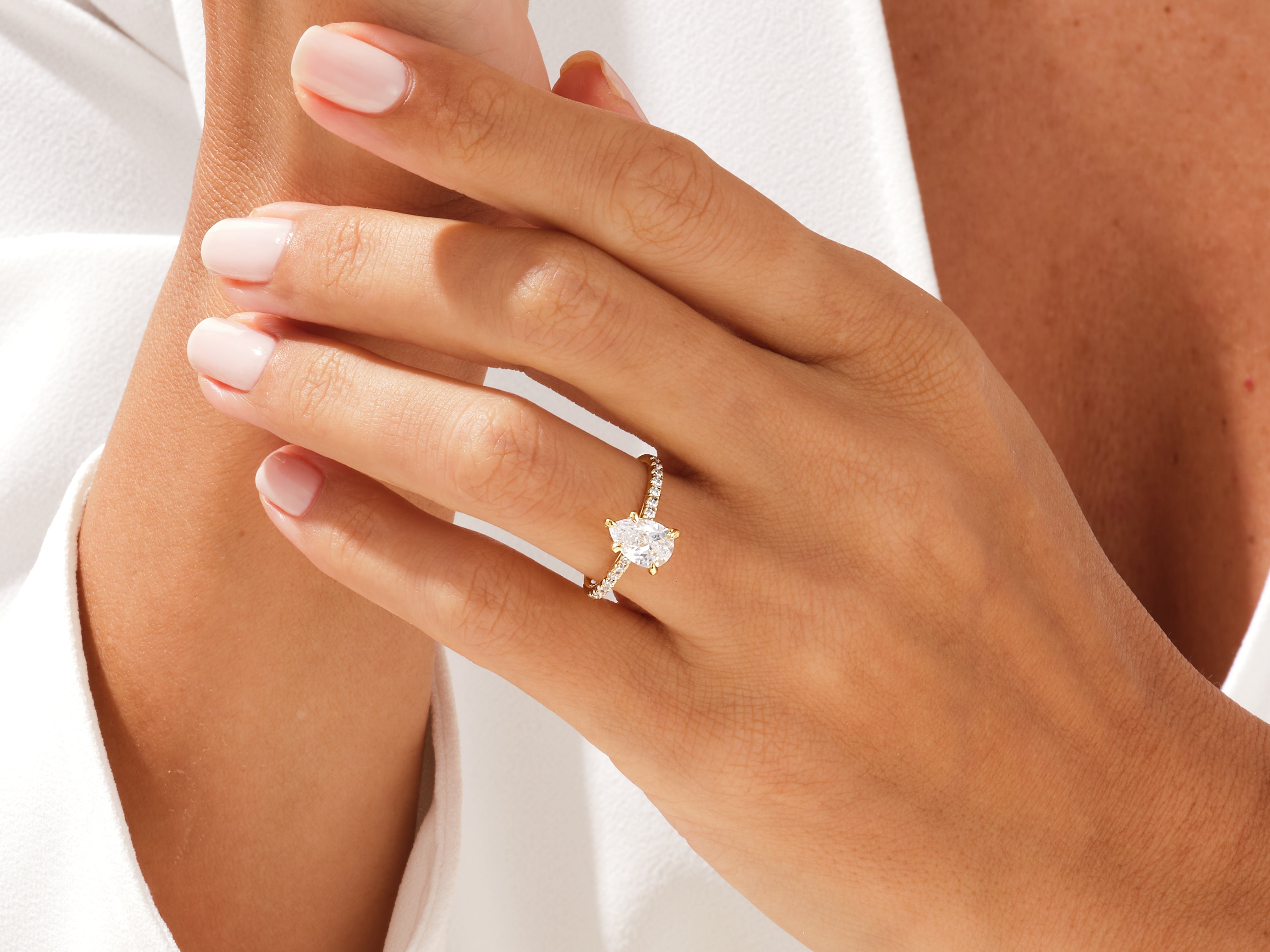 Diamond engagement ring on a woman's hand