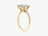 Pear Cut Lab Grown Diamond Engagement Ring with Pave Set Side Stones (3.00 CT)