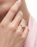 Pear Cut Lab Grown Diamond Engagement Ring with Pave Set Side Stones (3.00 CT)