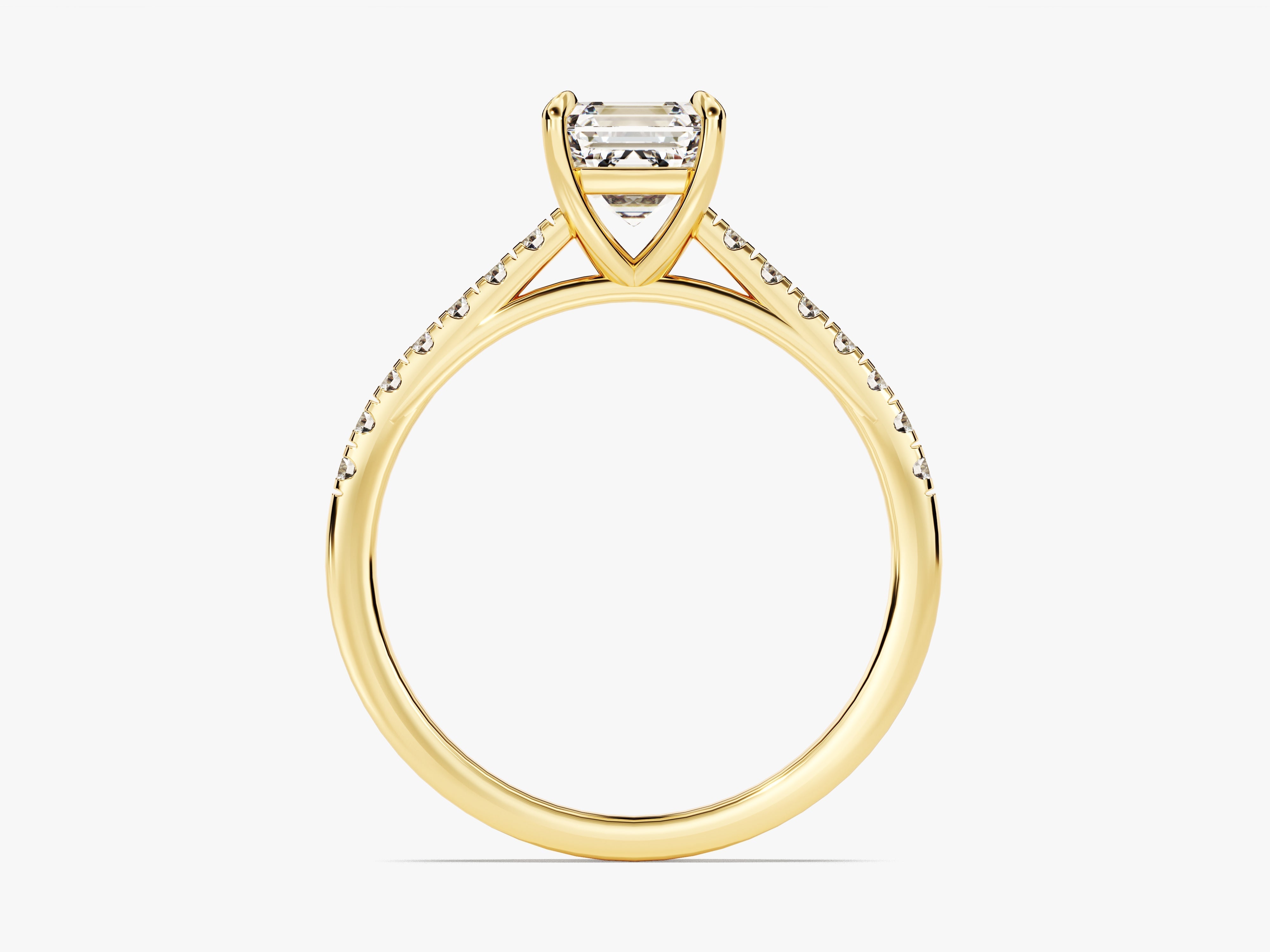 Moissanit Verlobungsring im Asscherschliff mit Pave-Seitensteinen (1.00 CT)