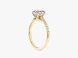 Moissanit Verlobungsring im Asscherschliff mit Pave-Seitensteinen (1,00 CT)