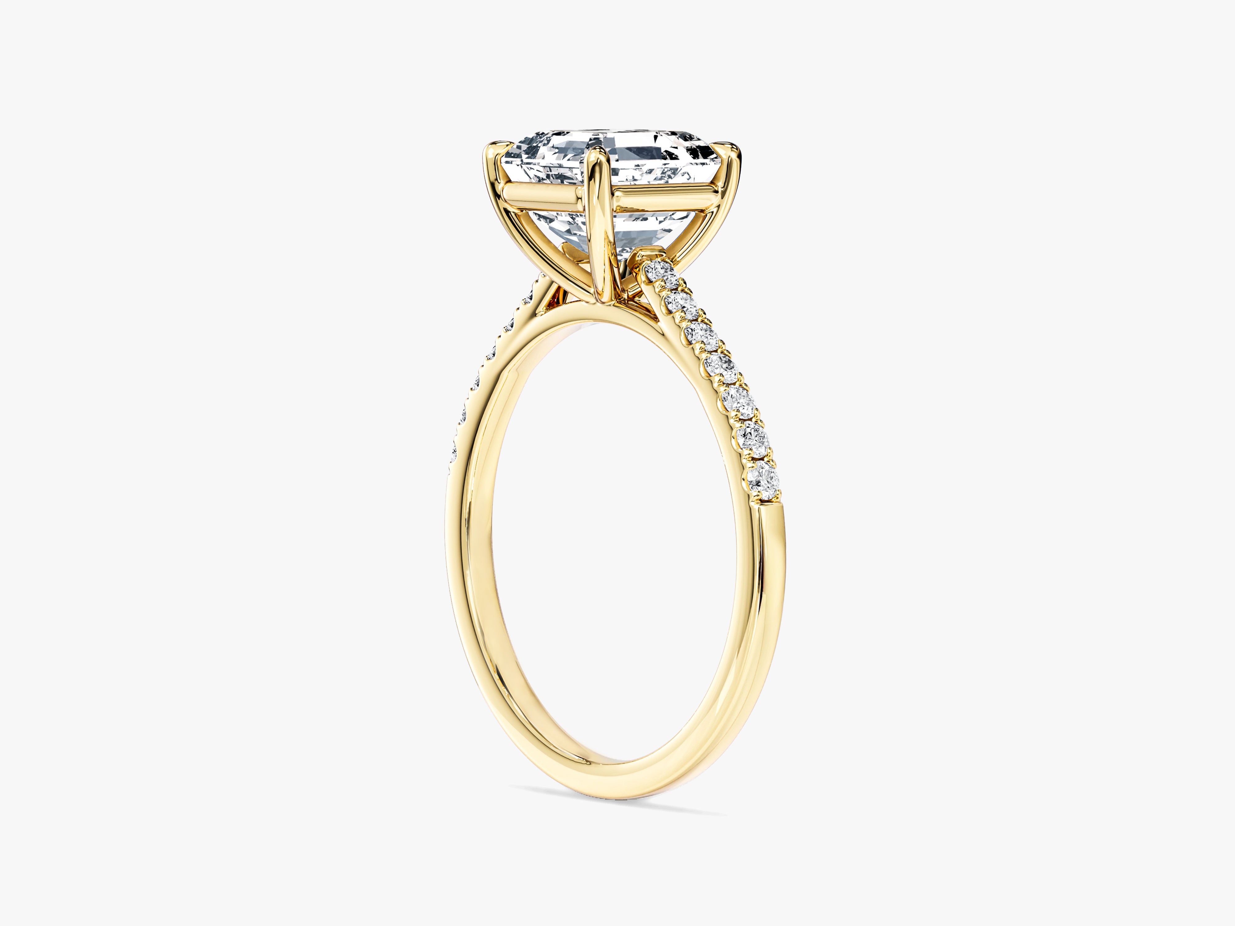 Asscher Cut Moissanite Engagement Ring with Pave Set Side Stones (2.00 CT)