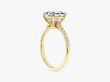 Asscher Cut Moissanite Engagement Ring with Pave Set Side Stones (2.00 CT)