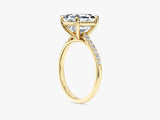 Asscher Cut Lab Grown Diamond Engagement Ring with Pave Set Side Stones (3.00 CT)