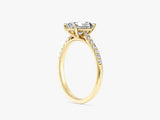 Labordiamant Verlobungsring im Radiantschliff mit Pave-Seitensteinen (1.00 CT)