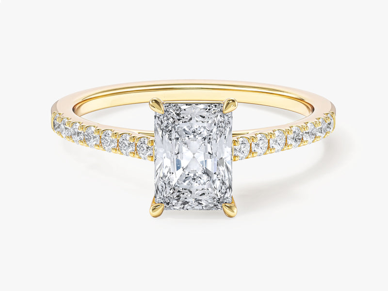 Labordiamant Verlobungsring im Radiantschliff mit Pave-Seitensteinen (1.00 CT)