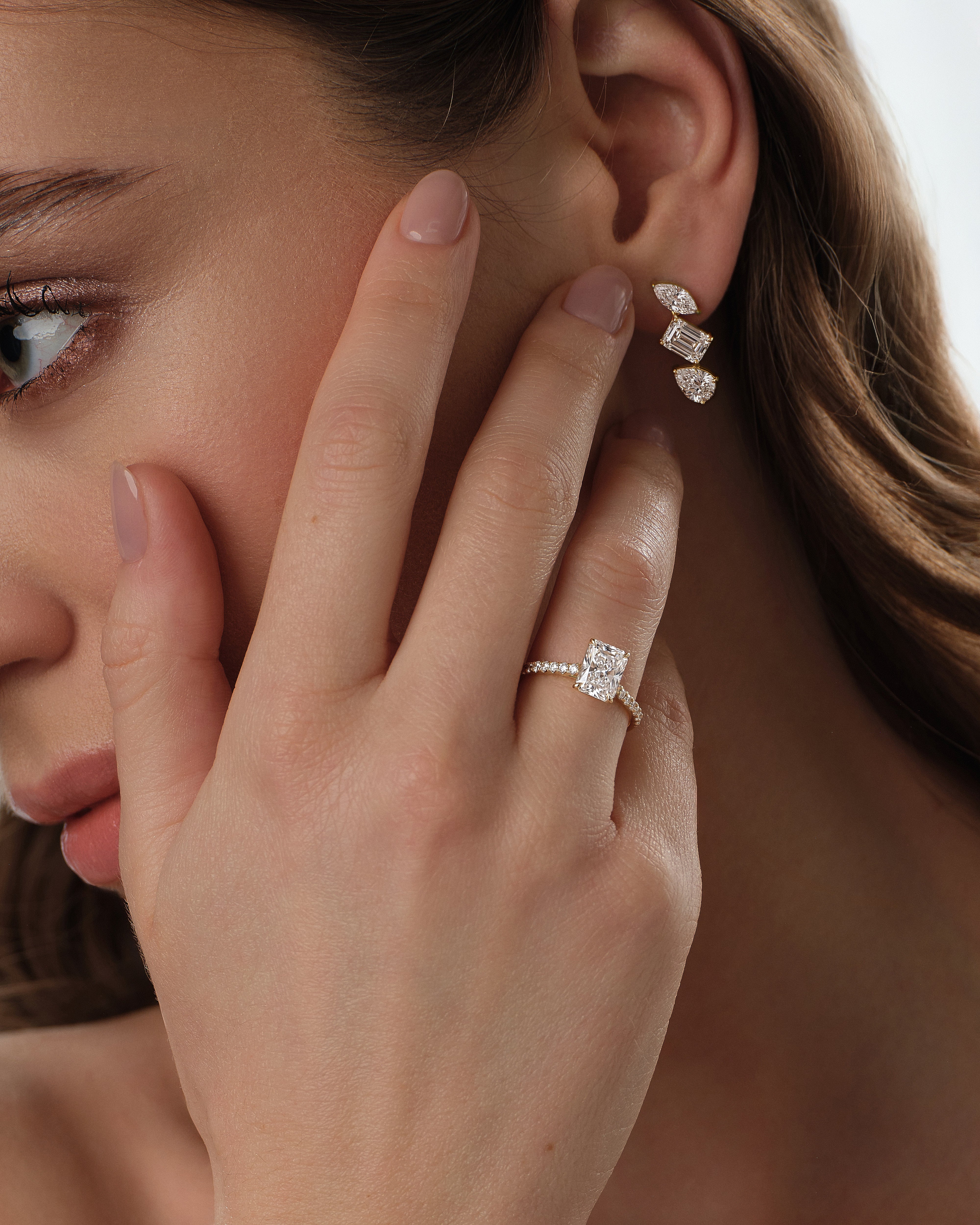 Radiant Cut Lab Grown Diamond Engagement Ring with Pave Set Side Stones (1.50 CT)