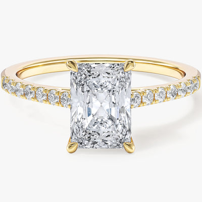 Labordiamant Verlobungsring im Radiantschliff mit Pave-Seitensteinen (1.50 CT)