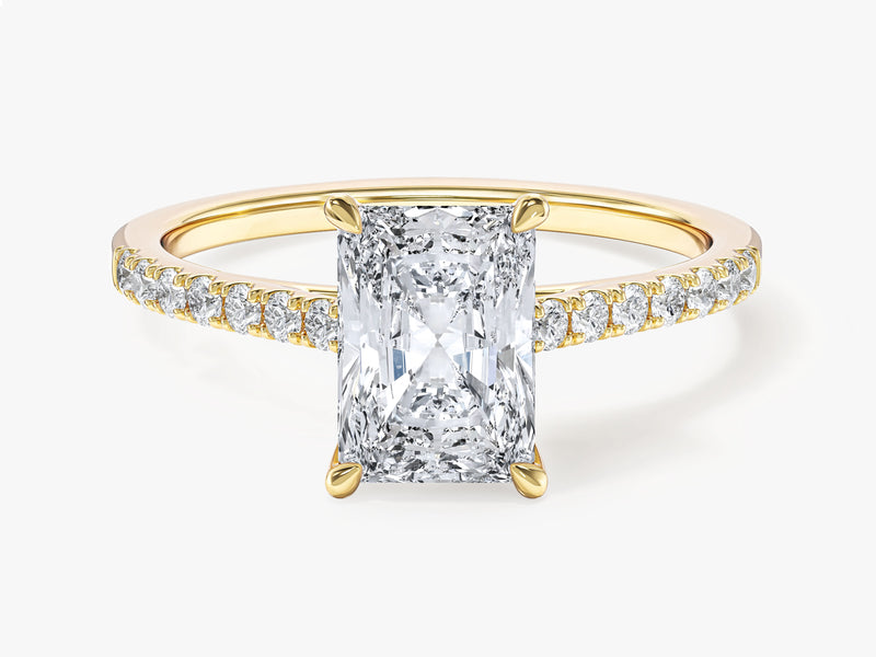 Radiant Cut Lab Grown Diamond Engagement Ring with Pave Set Side Stones (1.50 CT)
