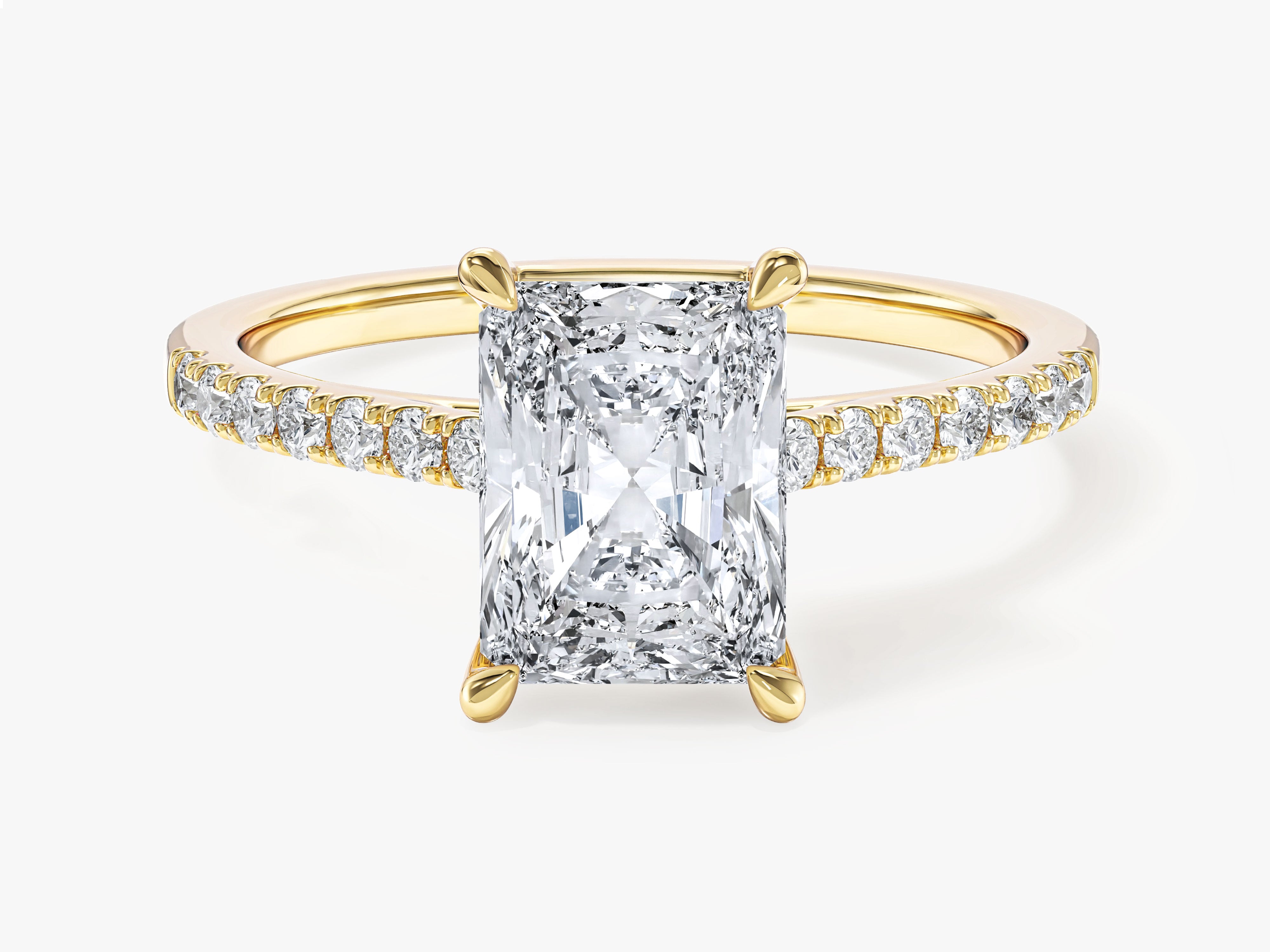 Labordiamant Verlobungsring im Radiantschliff mit Pave-Seitensteinen (2.00 CT)