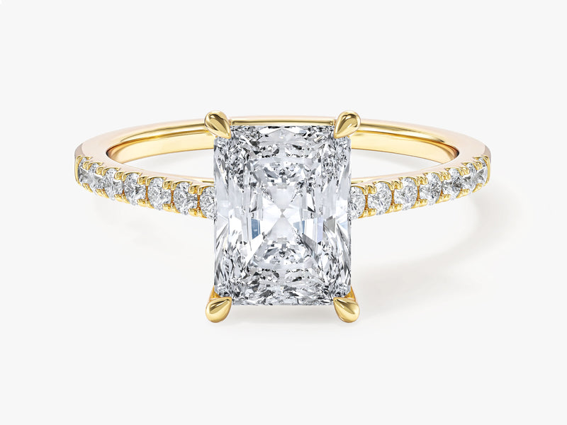 Labordiamant Verlobungsring im Radiantschliff mit Pave-Seitensteinen (2.00 CT)