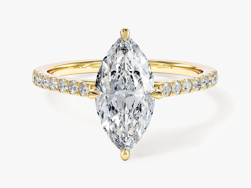 Labordiamant Verlobungsring im Marquiseschliff mit Pave-Seitensteinen (1.50 CT)