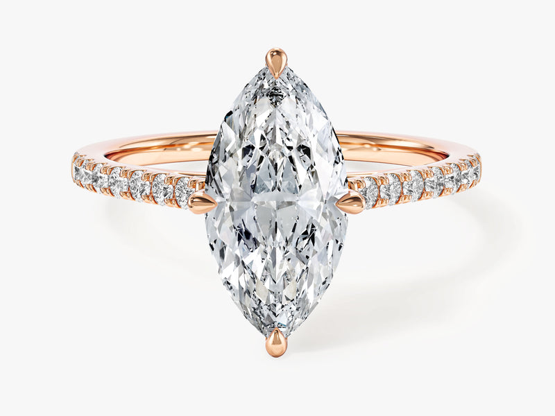 Moissanit Verlobungsring im Marquiseschliff mit Pave-Seitensteinen (2,00 CT)
