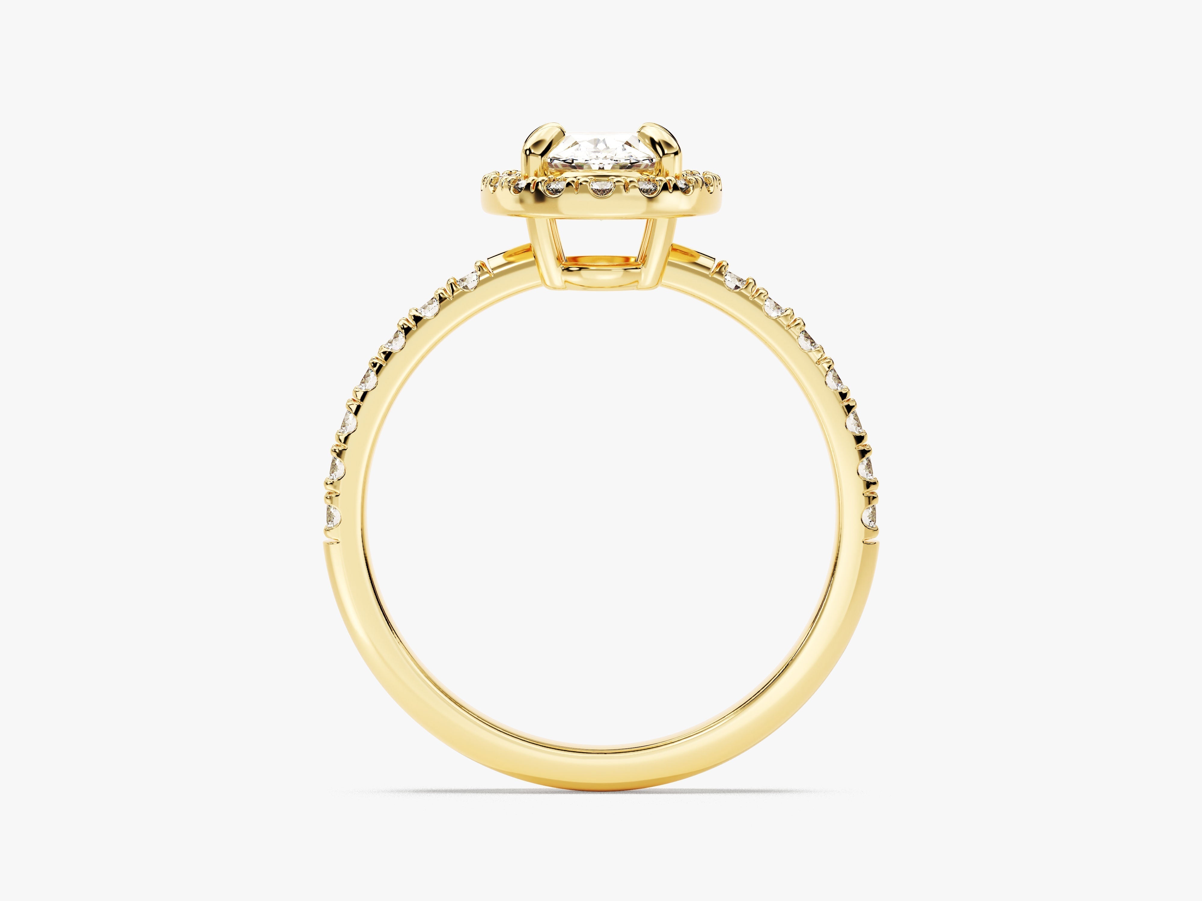 Moissanit Verlobungsring im Ovalschliff Halo mit Pave-Seitensteinen (1.00 CT)