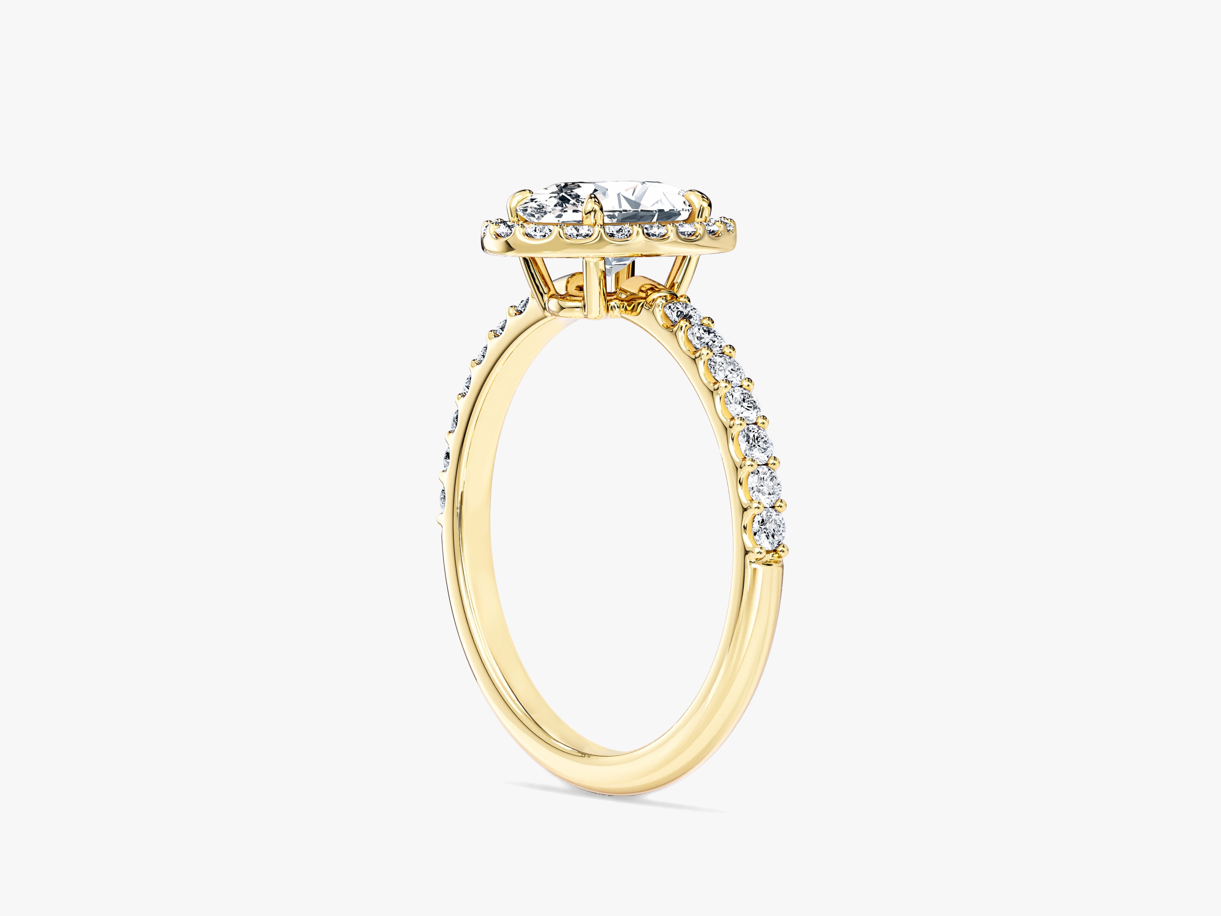 Moissanit Verlobungsring im Ovalschliff Halo mit Pave-Seitensteinen (1,00 CT)
