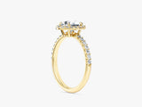 Moissanit Verlobungsring im Ovalschliff Halo mit Pave-Seitensteinen (1,00 CT)
