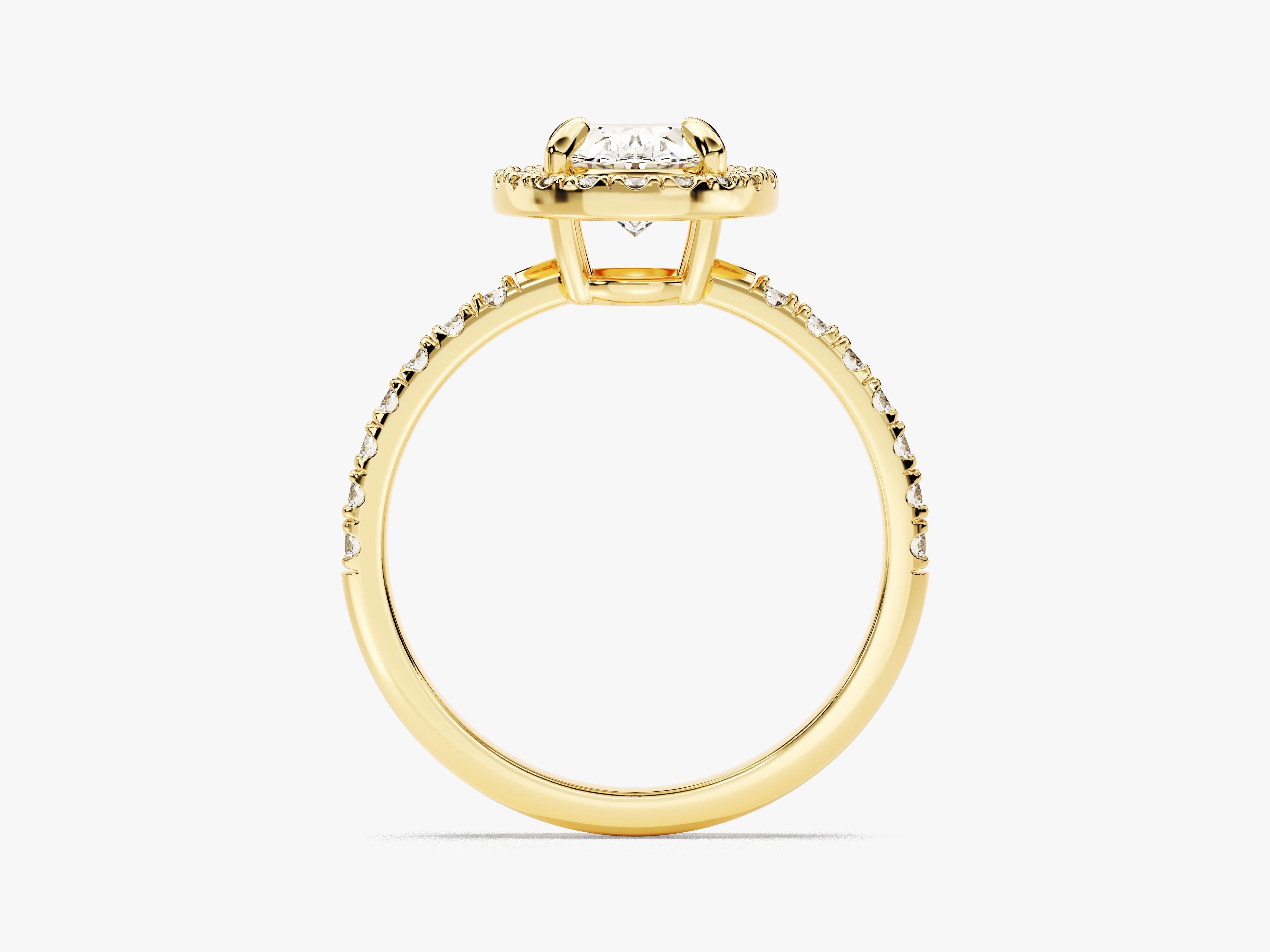 Labordiamant Verlobungsring im Ovalschliff Halo mit Pave-Seitensteinen (1.50 CT)