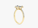 Moissanit Verlobungsring im Ovalschliff Halo mit Pave-Seitensteinen (1,50 CT)