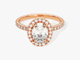Labordiamant Verlobungsring im Ovalschliff Halo mit Pave-Seitensteinen (1.50 CT)