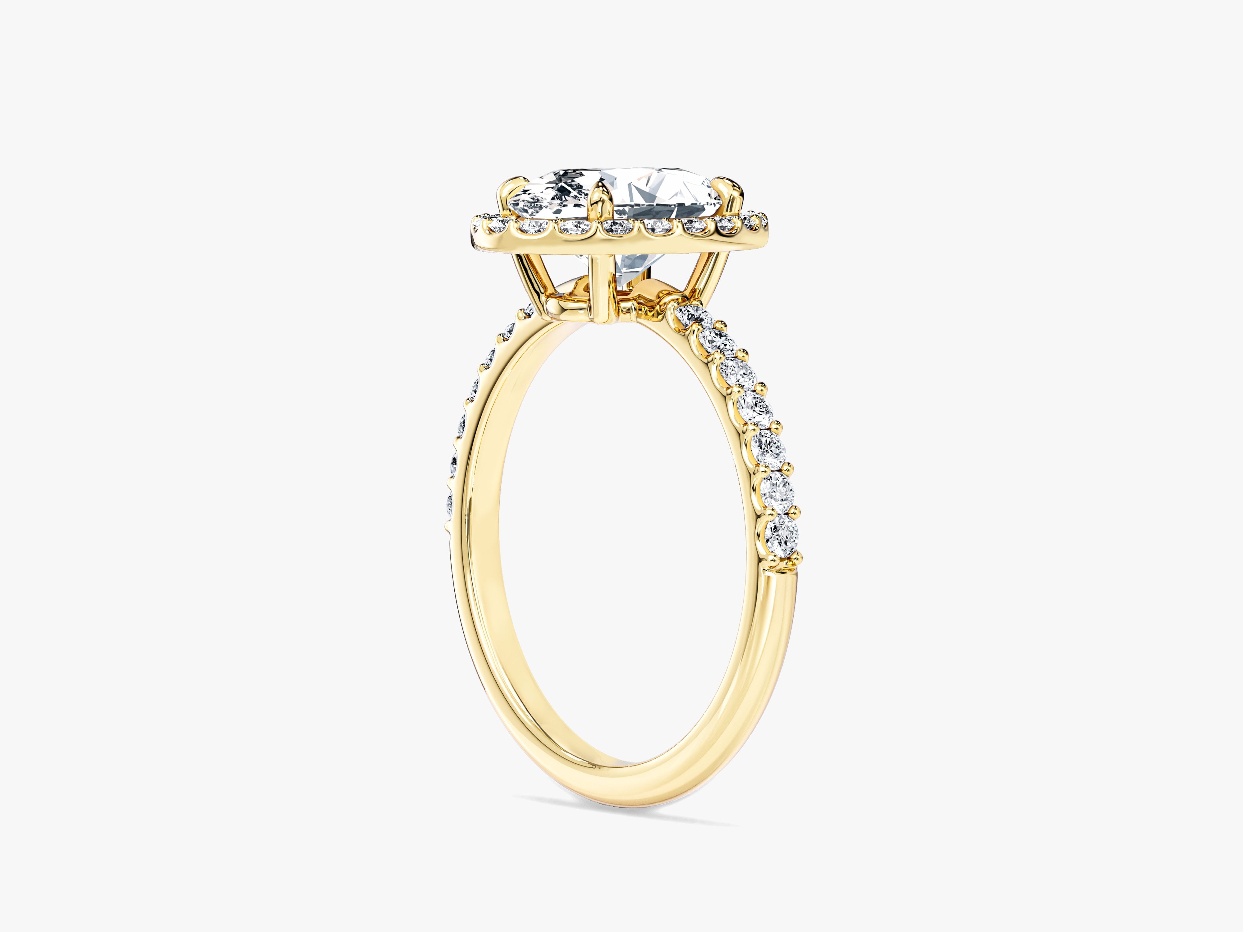 Moissanit Verlobungsring im Ovalschliff Halo mit Pave-Seitensteinen (2,00 CT)