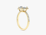 Moissanit Verlobungsring im Ovalschliff Halo mit Pave-Seitensteinen (2,00 CT)