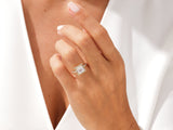 Princess cut diamond engagement ring on a woman's hand