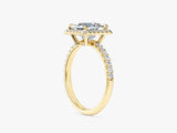 Moissanit Verlobungsring im Prinzessschliff Halo mit Pave-Seitensteinen (1,50 CT)