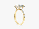 Moissanit Verlobungsring im Prinzessschliff Halo mit Pave-Seitensteinen (2,00 CT)
