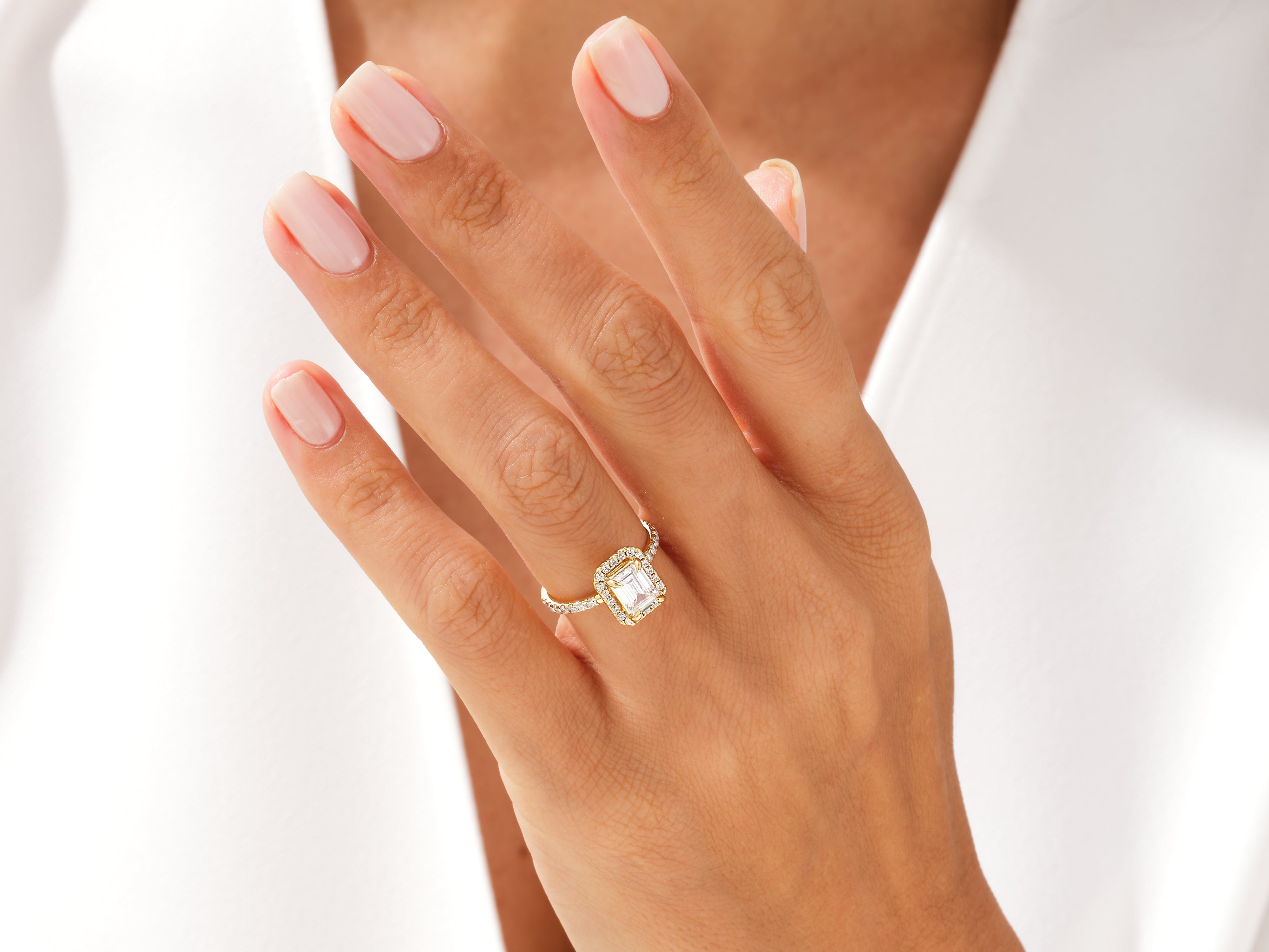 Diamond engagement ring on a woman's hand