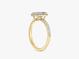 Labordiamant Verlobungsring im Smaragdschliff Halo mit Pave-Seitensteinen (1.00 CT)