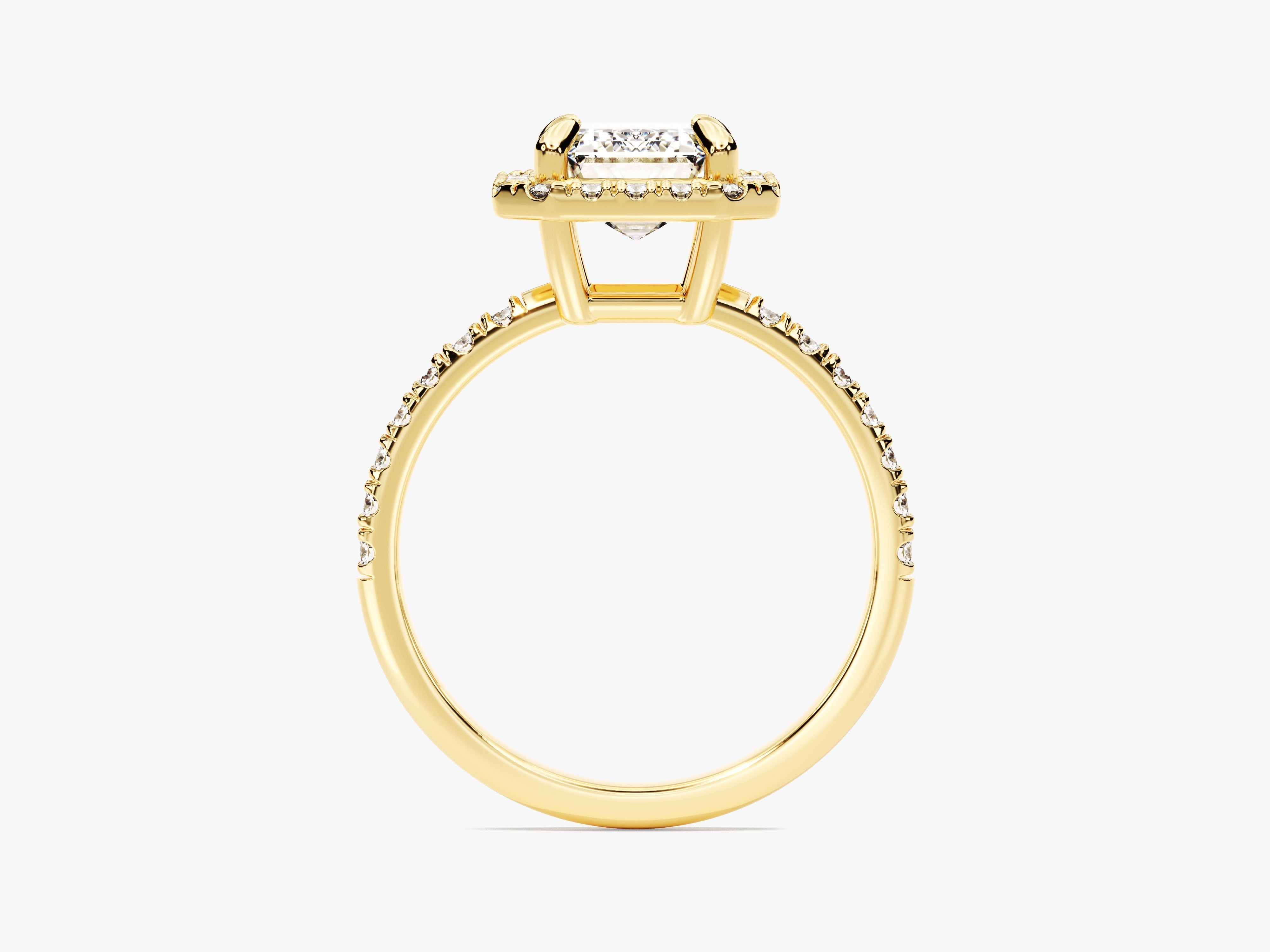 Labordiamant Verlobungsring im Smaragdschliff Halo mit Seitensteinen (2.00 CT)