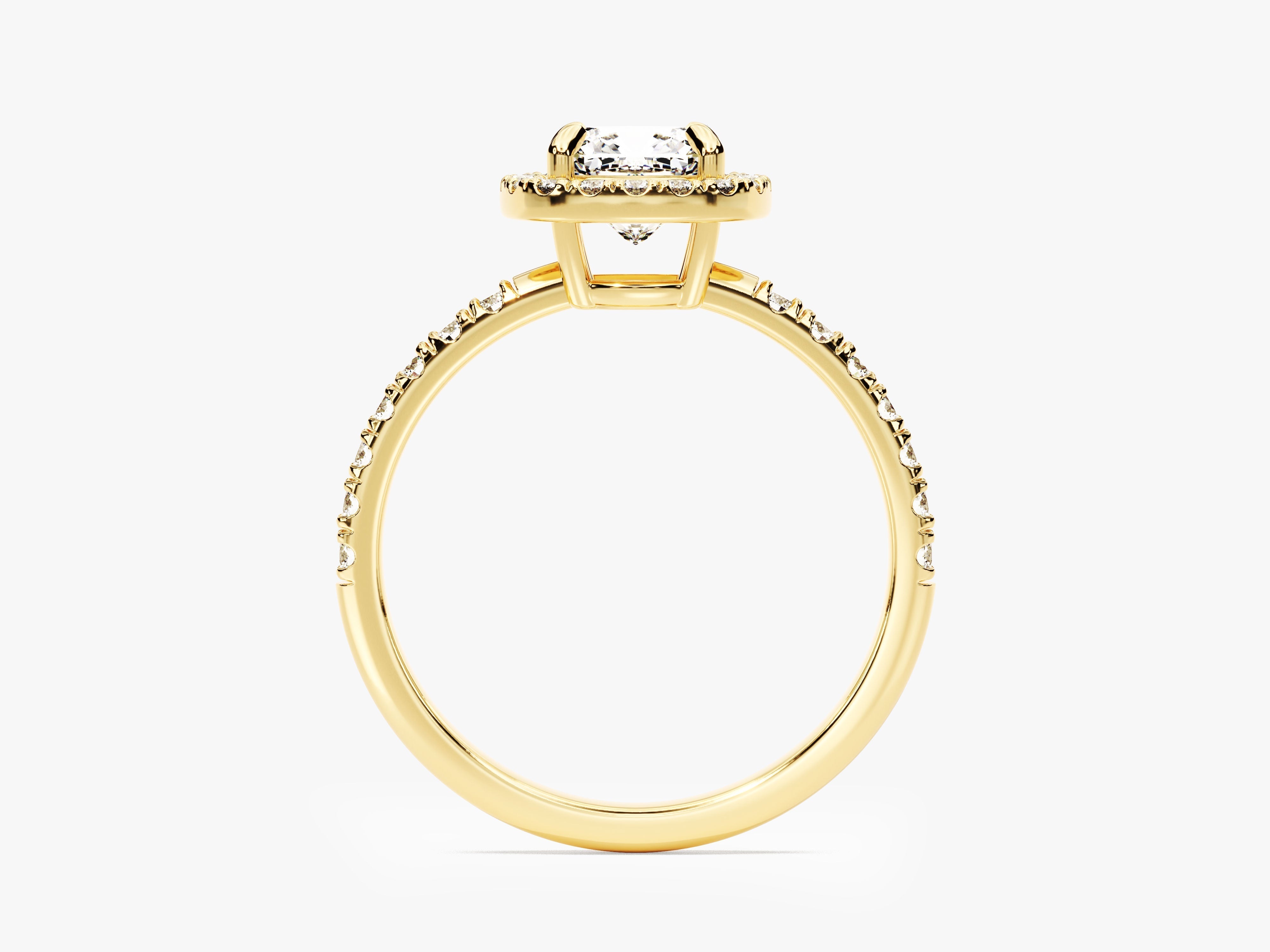 Moissanit Verlobungsring im Kissenschliff Halo mit Pave-Seitensteinen (1.00 CT)