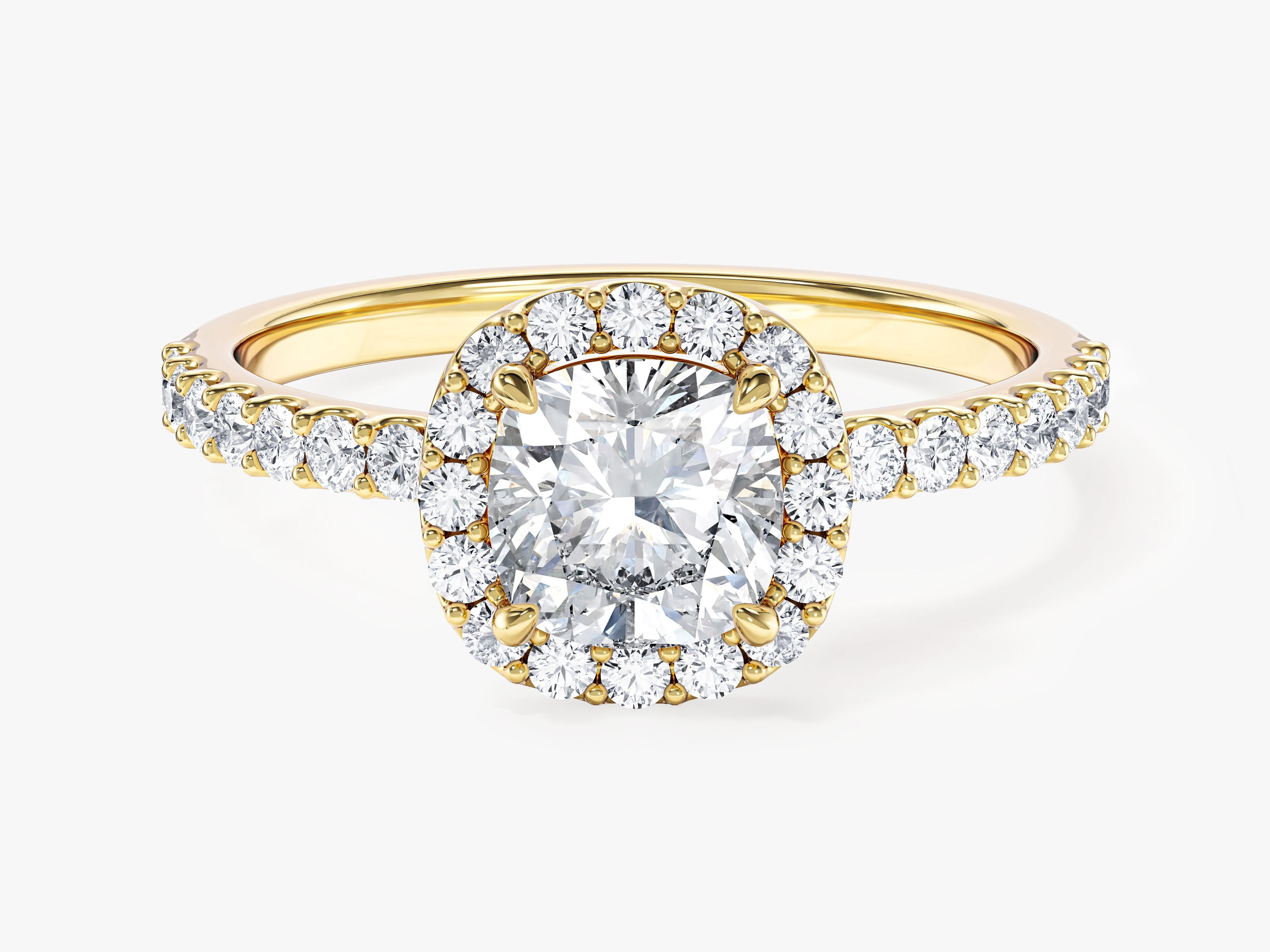 Moissanit Verlobungsring im Kissenschliff Halo mit Pave-Seitensteinen (1,00 CT)