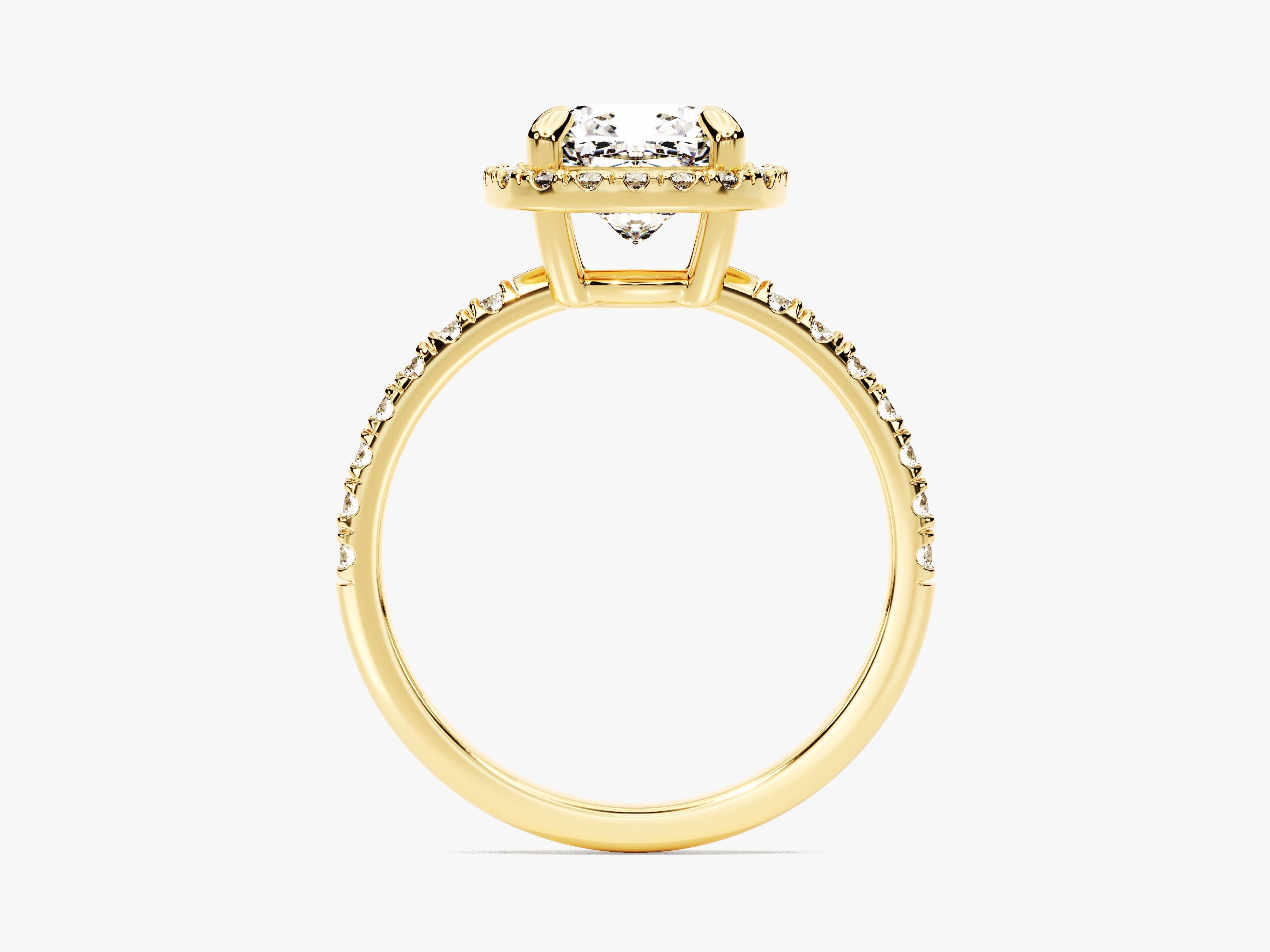 Moissanit Verlobungsring im Kissenschliff Halo mit Pave-Seitensteinen (1.50 CT)