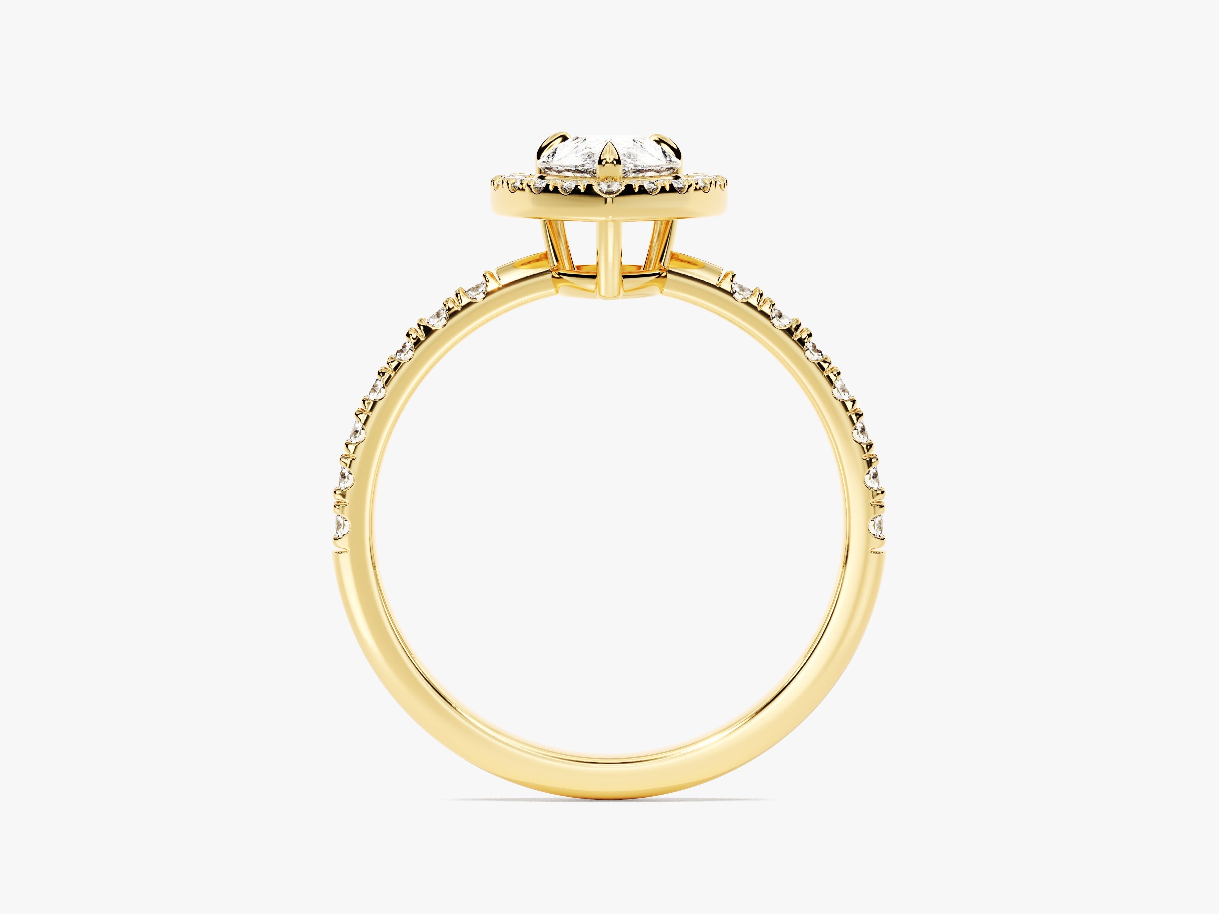 Labordiamant Verlobungsring im Tropfenschliff Halo mit Pave-Seitensteinen (1.00 CT)