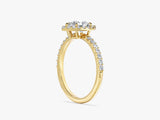 Pear Halo Lab Grown Diamond Engagement Ring with Pave Set Side Stones (1.00 CT)