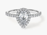 Pear Halo Lab Grown Diamond Engagement Ring with Pave Set Side Stones (1.00 CT)