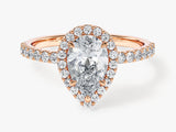 Pear Halo Lab Grown Diamond Engagement Ring with Pave Set Side Stones (1.50 CT)