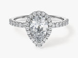 Pear Halo Lab Grown Diamond Engagement Ring with Pave Set Side Stones (1.50 CT)