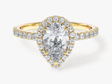 Pear Halo Lab Grown Diamond Engagement Ring with Pave Set Side Stones (1.50 CT)