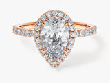 Pear Halo Lab Grown Diamond Engagement Ring with Pave Set Side Stones (2.00 CT)
