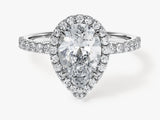 Pear Halo Lab Grown Diamond Engagement Ring with Pave Set Side Stones (2.00 CT)