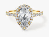 Pear Halo Lab Grown Diamond Engagement Ring with Pave Set Side Stones (2.00 CT)