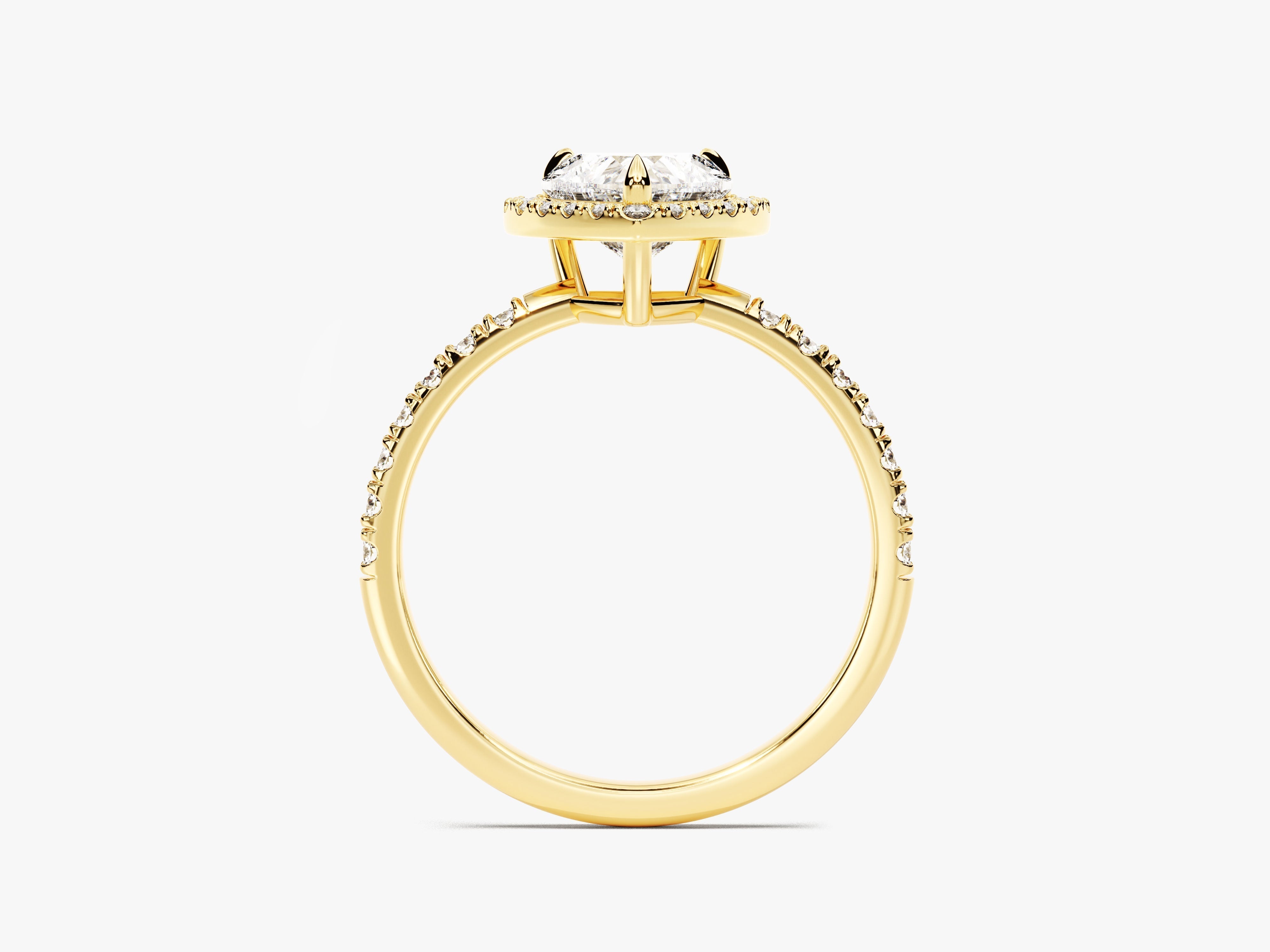 Moissanit Verlobungsring im Herzschliff Halo mit Pave-Seitensteinen (1.00 CT)