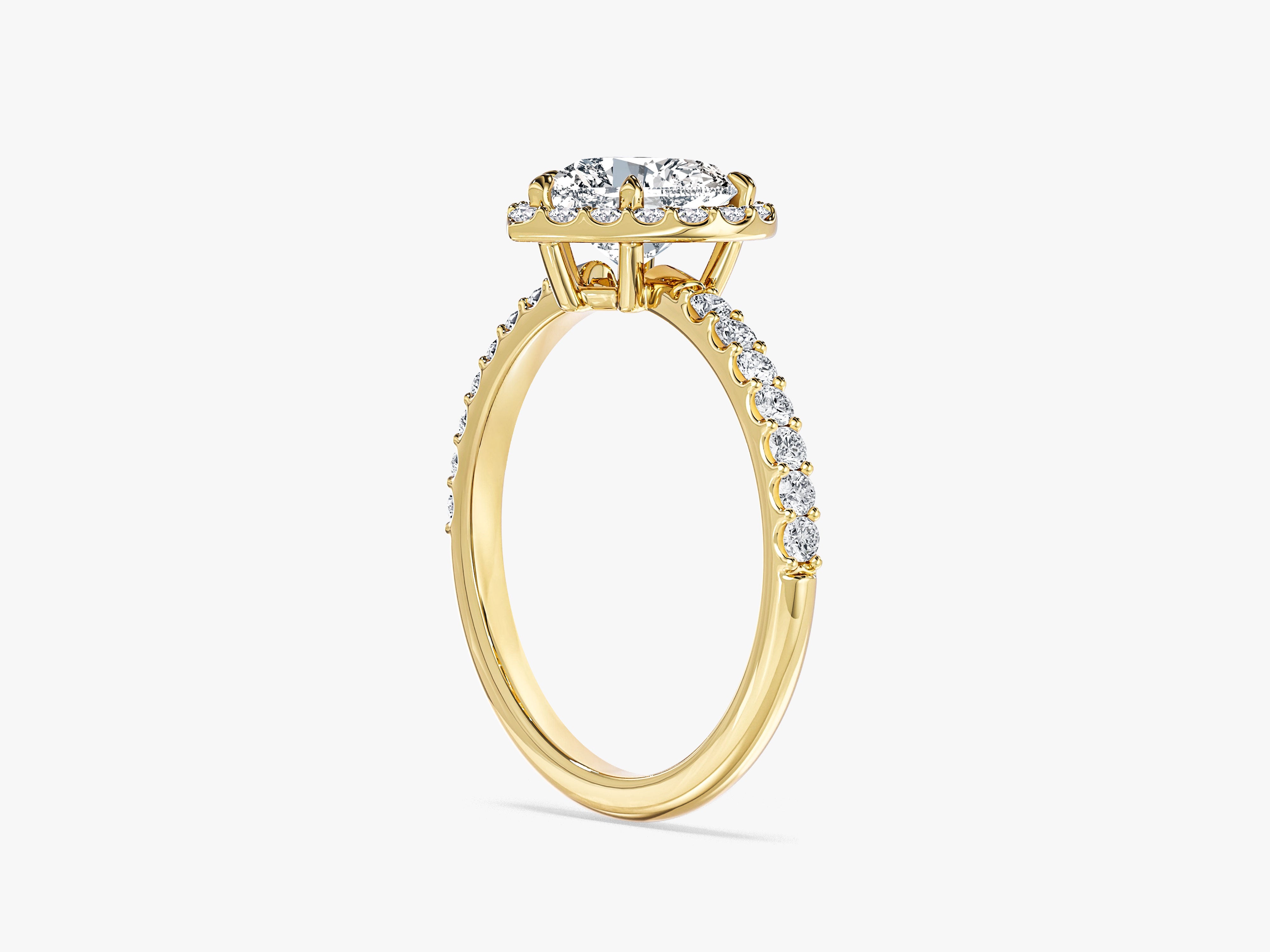 Heart Halo Moissanite Engagement Ring with Pave Set Side Stones (1.00 CT)